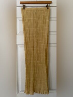 Vintage Pleated Maxi Skirt in Mustard Yellow